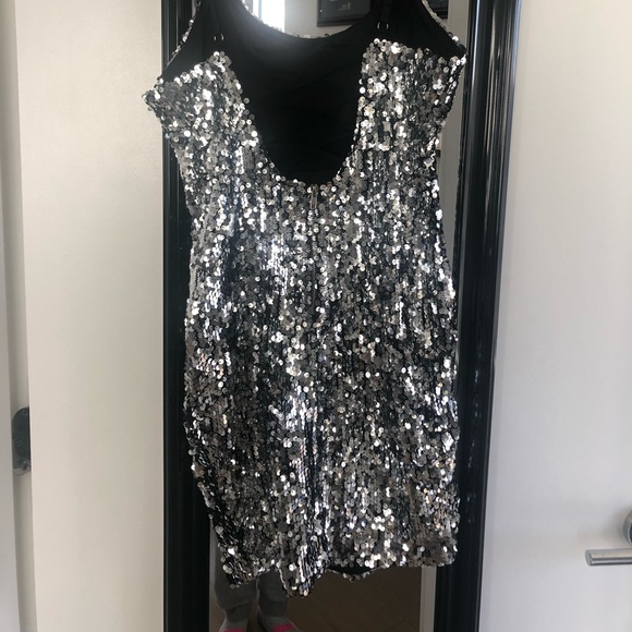 Silver sequin mini bodycon dress - M - Picture 4 of 5
